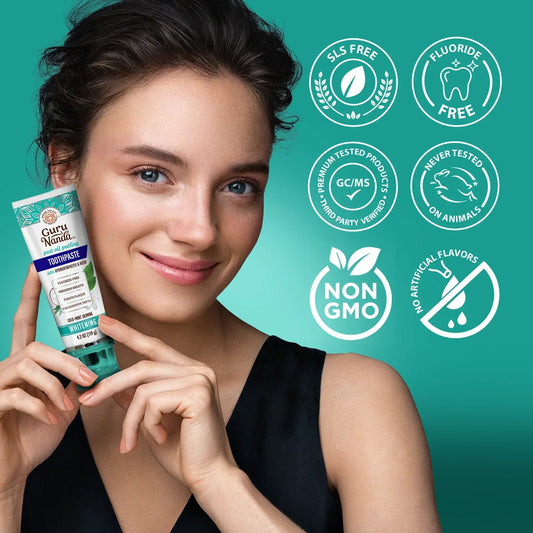 Fluoride Free, Hydroxyapatite, Whitening Toothpaste - Freshens Breath, Fights Plaque - CocoMint Jasmine Neem