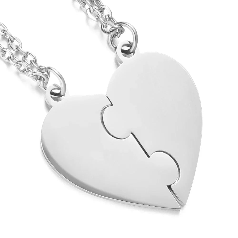 Friendship Puzzle Hearts -Personalized Heart pendant puzzle necklace, Gift For Friend/Family