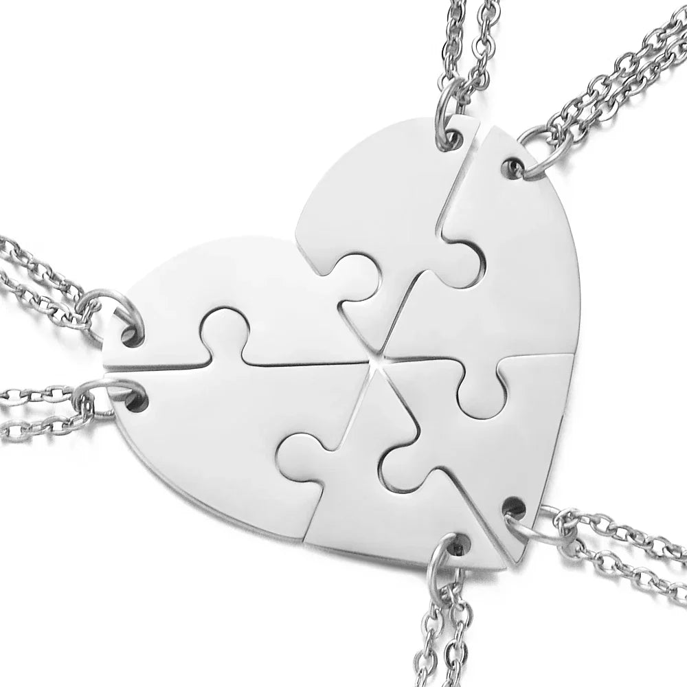 Friendship Puzzle Hearts -Personalized Heart pendant puzzle necklace, Gift For Friend/Family