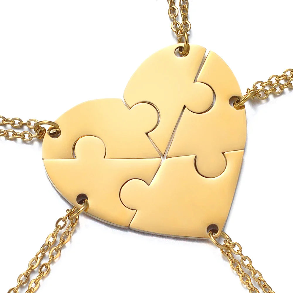 Friendship Puzzle Hearts -Personalized Heart pendant puzzle necklace, Gift For Friend/Family