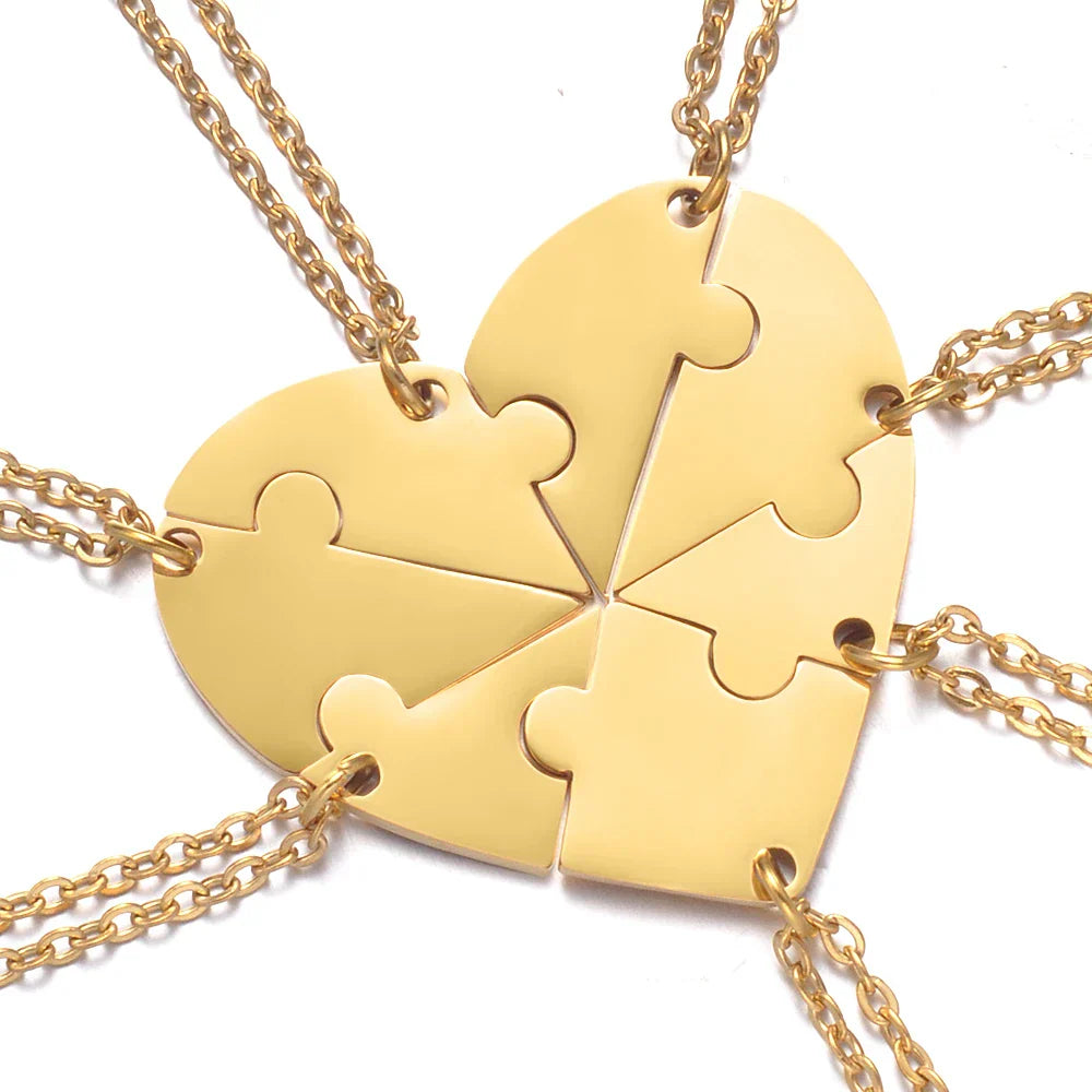 Friendship Puzzle Hearts -Personalized Heart pendant puzzle necklace, Gift For Friend/Family