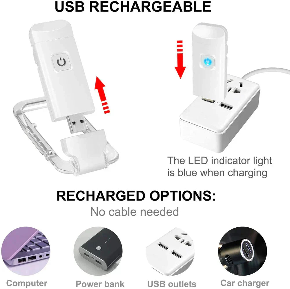 USB Rechargeable Book Light for Reading in Bed