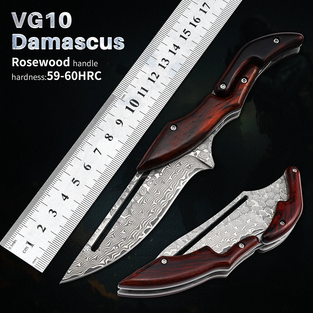Damascus Steel Folding Knife🔪