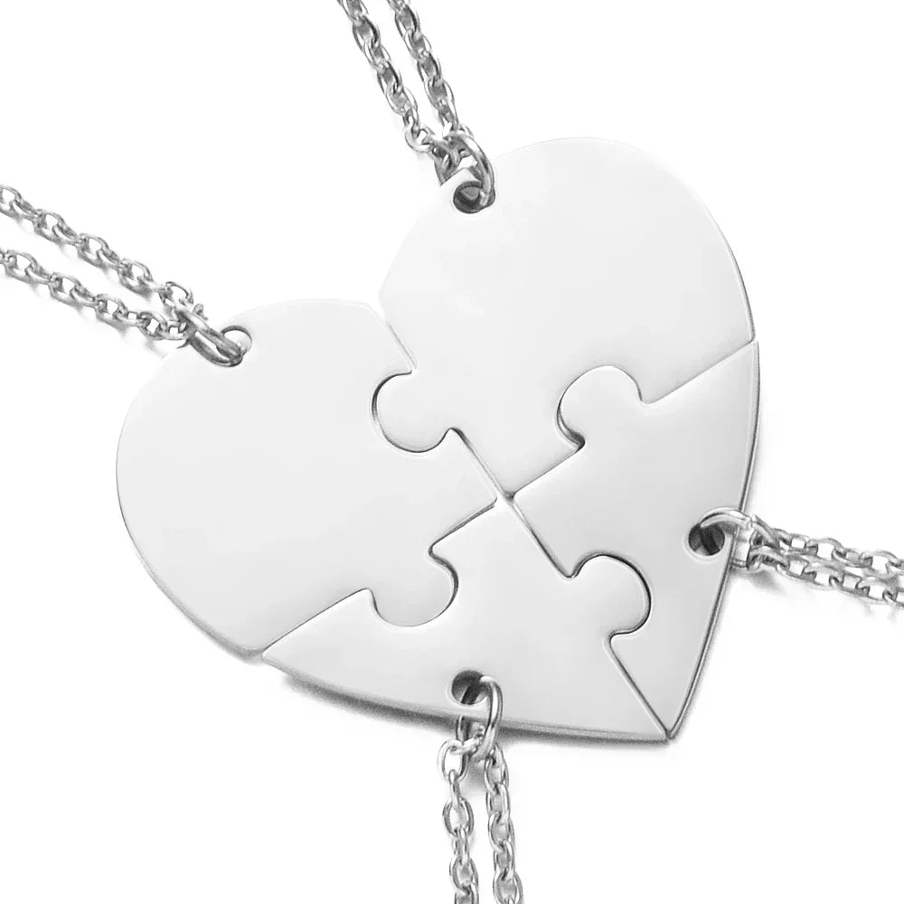 Friendship Puzzle Hearts -Personalized Heart pendant puzzle necklace, Gift For Friend/Family