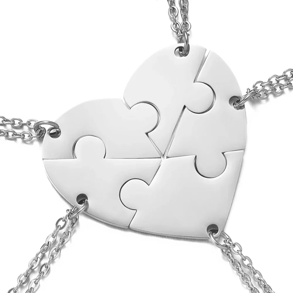 Friendship Puzzle Hearts -Personalized Heart pendant puzzle necklace, Gift For Friend/Family