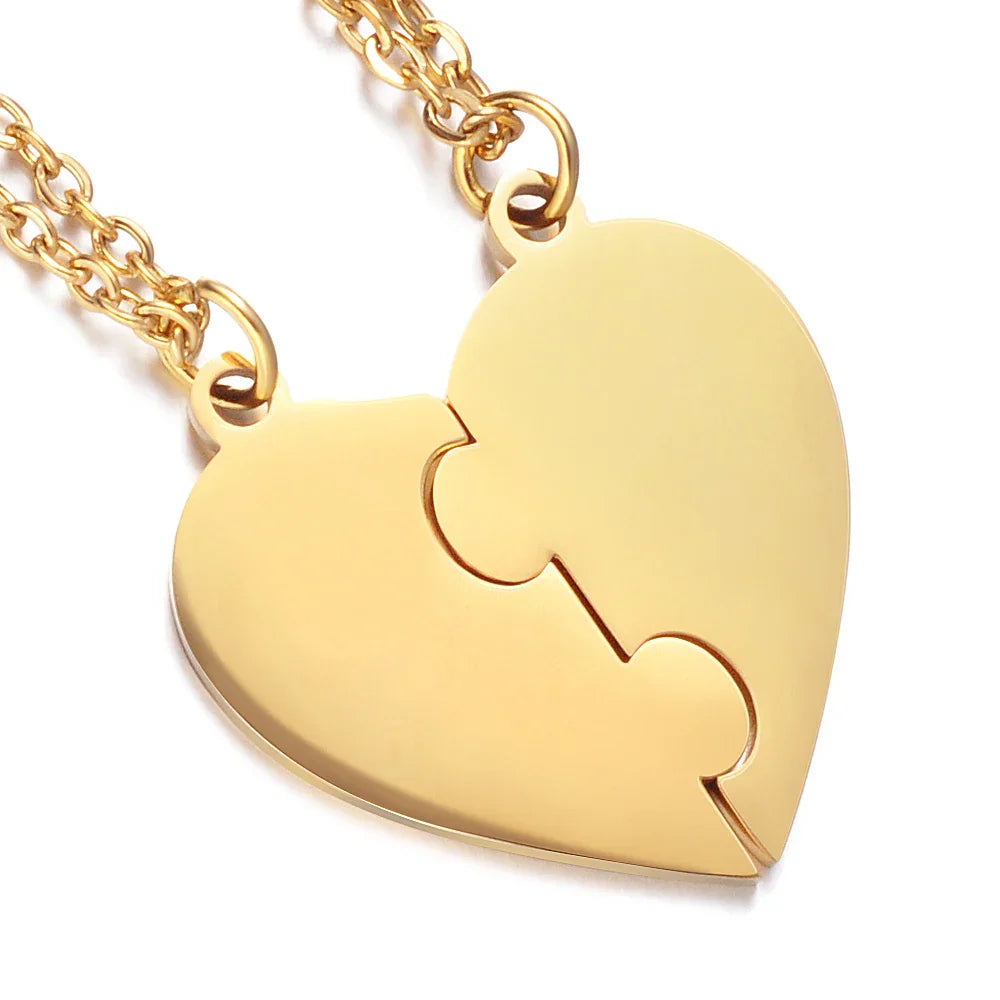 Friendship Puzzle Hearts -Personalized Heart pendant puzzle necklace, Gift For Friend/Family