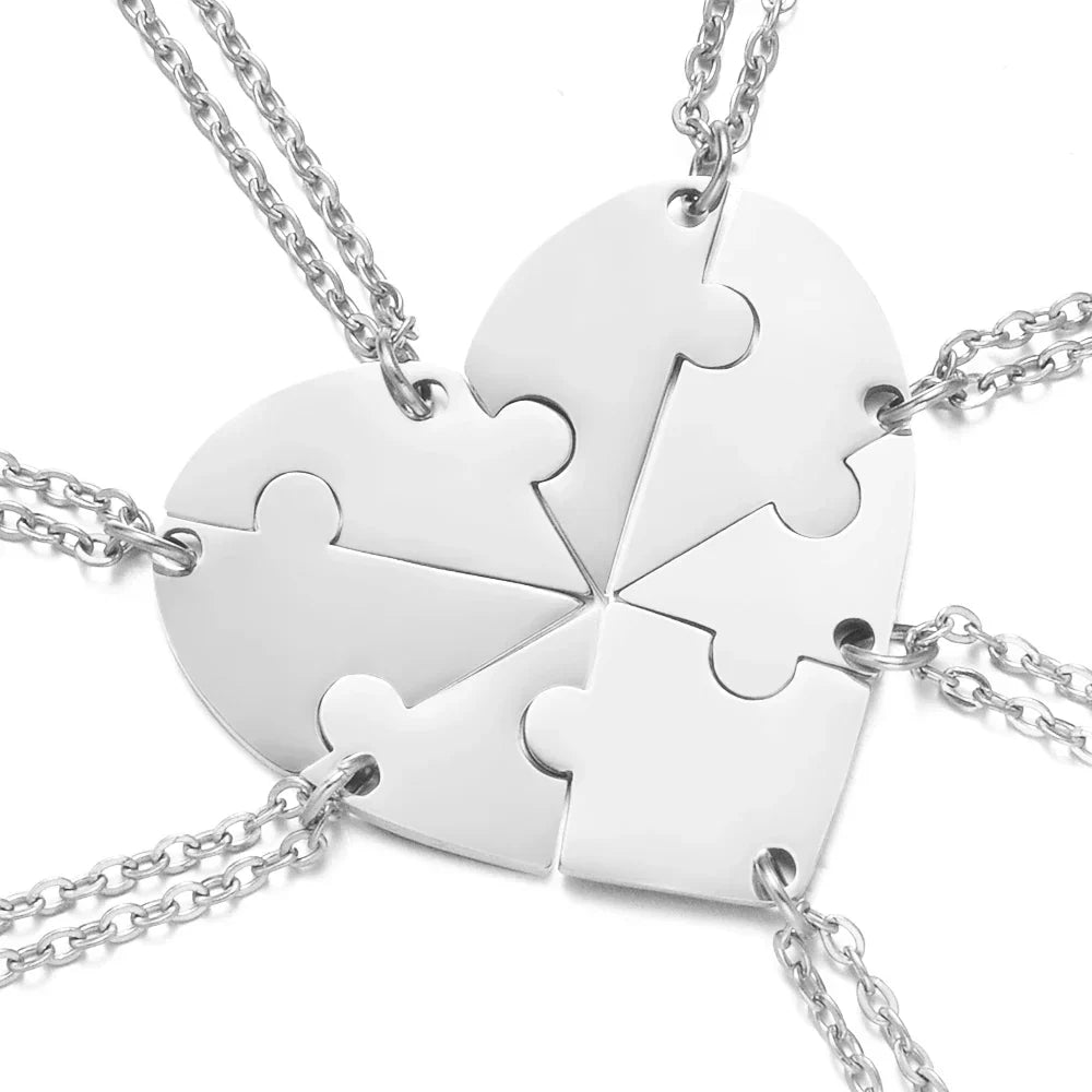 Friendship Puzzle Hearts -Personalized Heart pendant puzzle necklace, Gift For Friend/Family
