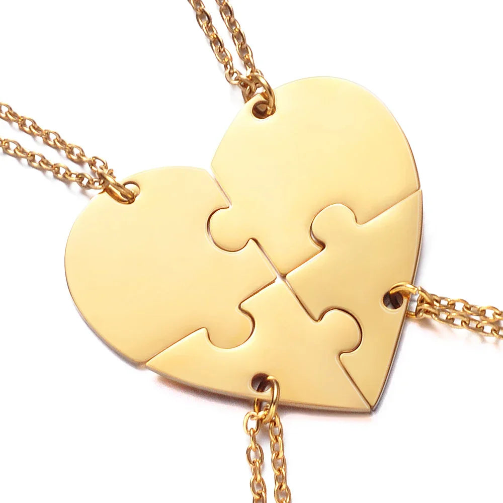 Friendship Puzzle Hearts -Personalized Heart pendant puzzle necklace, Gift For Friend/Family