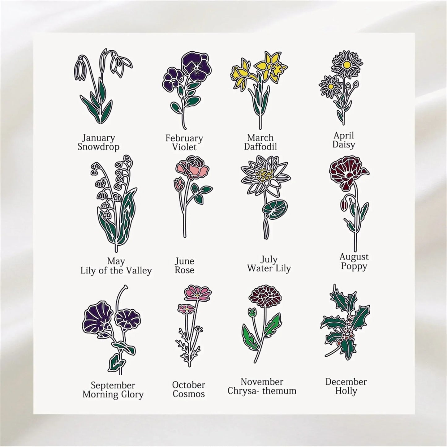 Custom Birth Flower Name Bookmark, Colorful Birthday Flower Stainless Steel Bookmarks, Gifts for Kids/Book Lovers/Reader