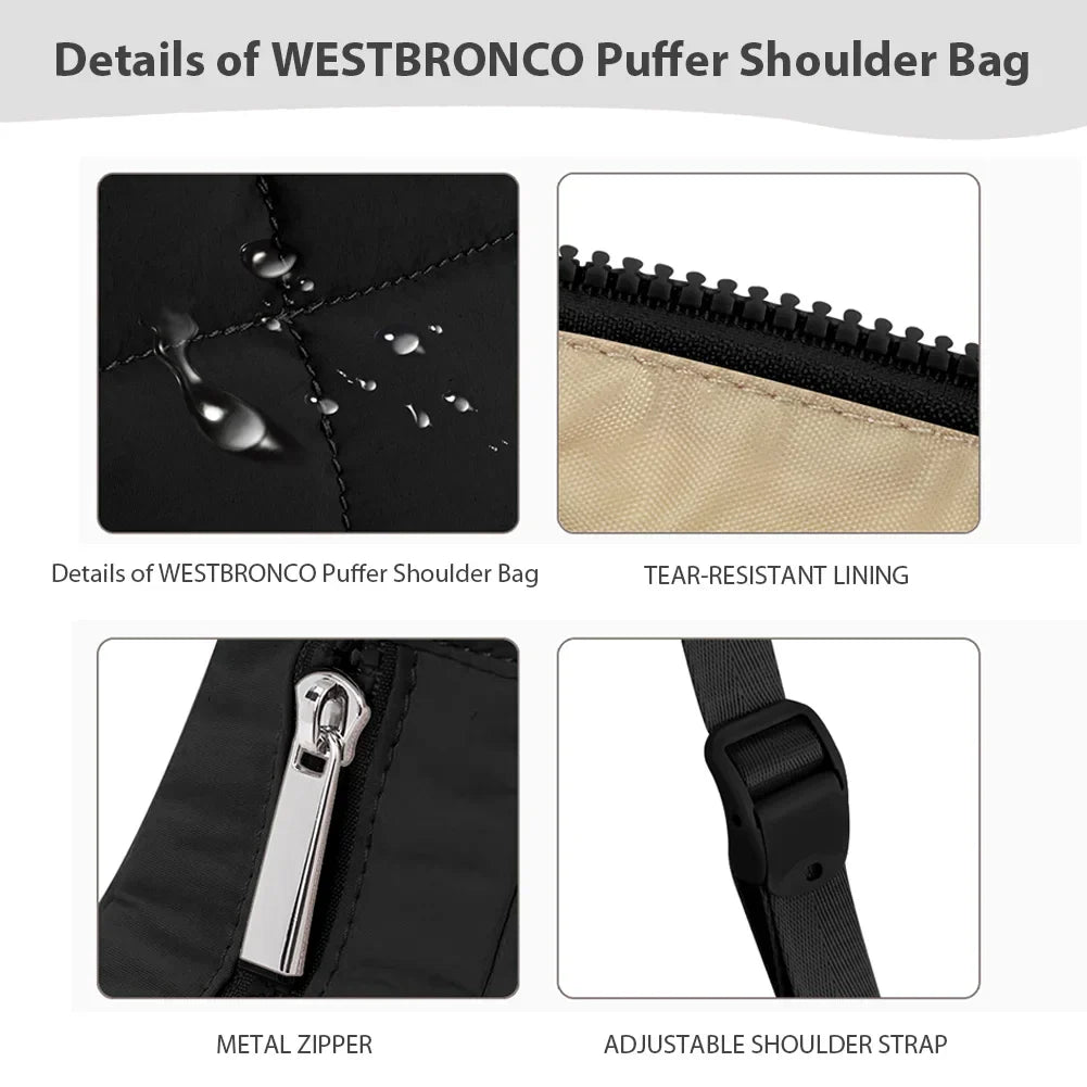 Small Puffer Crescent Shoulder Bag for Women