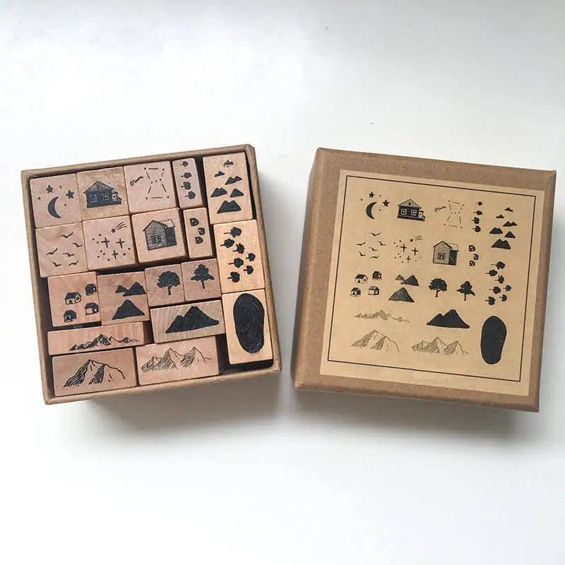 Handmade Map Making Stamp Kit (19 Pcs)