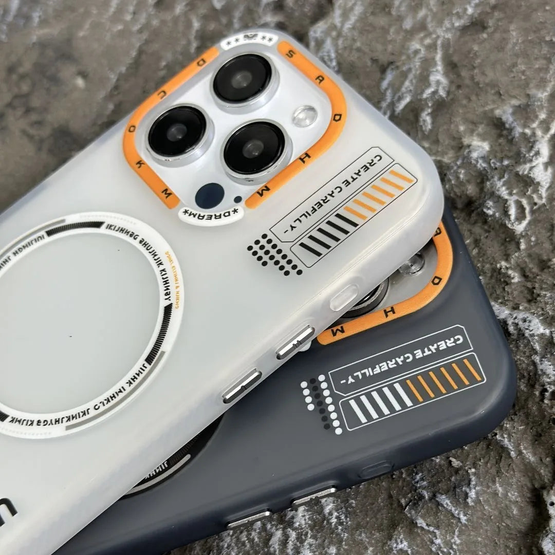 Tech style magnetic frosted mobile phone case