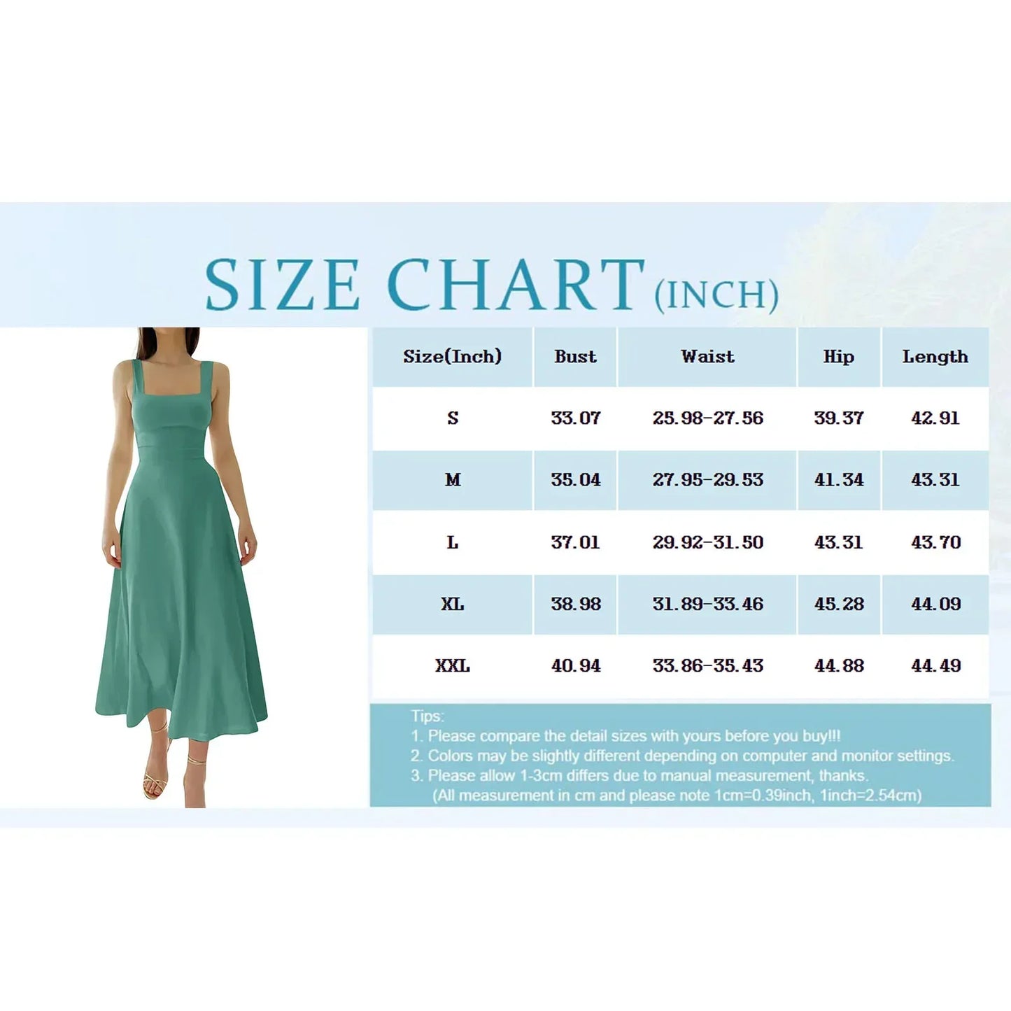 NEW WOMEN'S THICK STRAPS MIDI DRESS