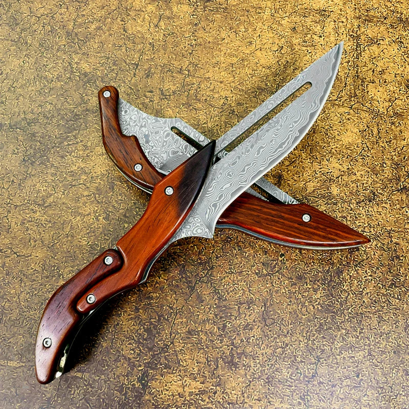 Damascus Outdoor Mechanical Folding Knife