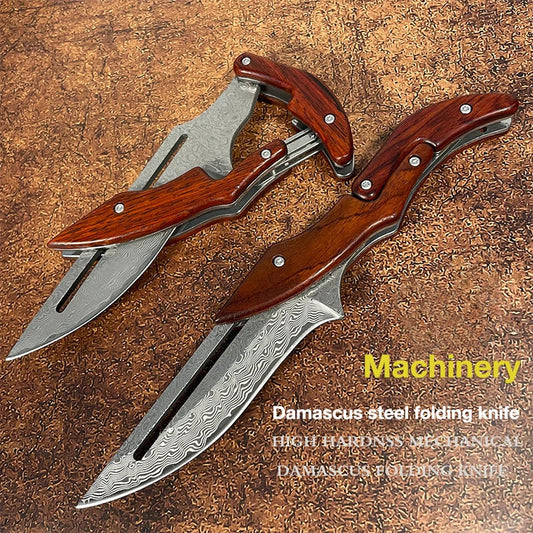 Damascus Outdoor Mechanical Folding Knife