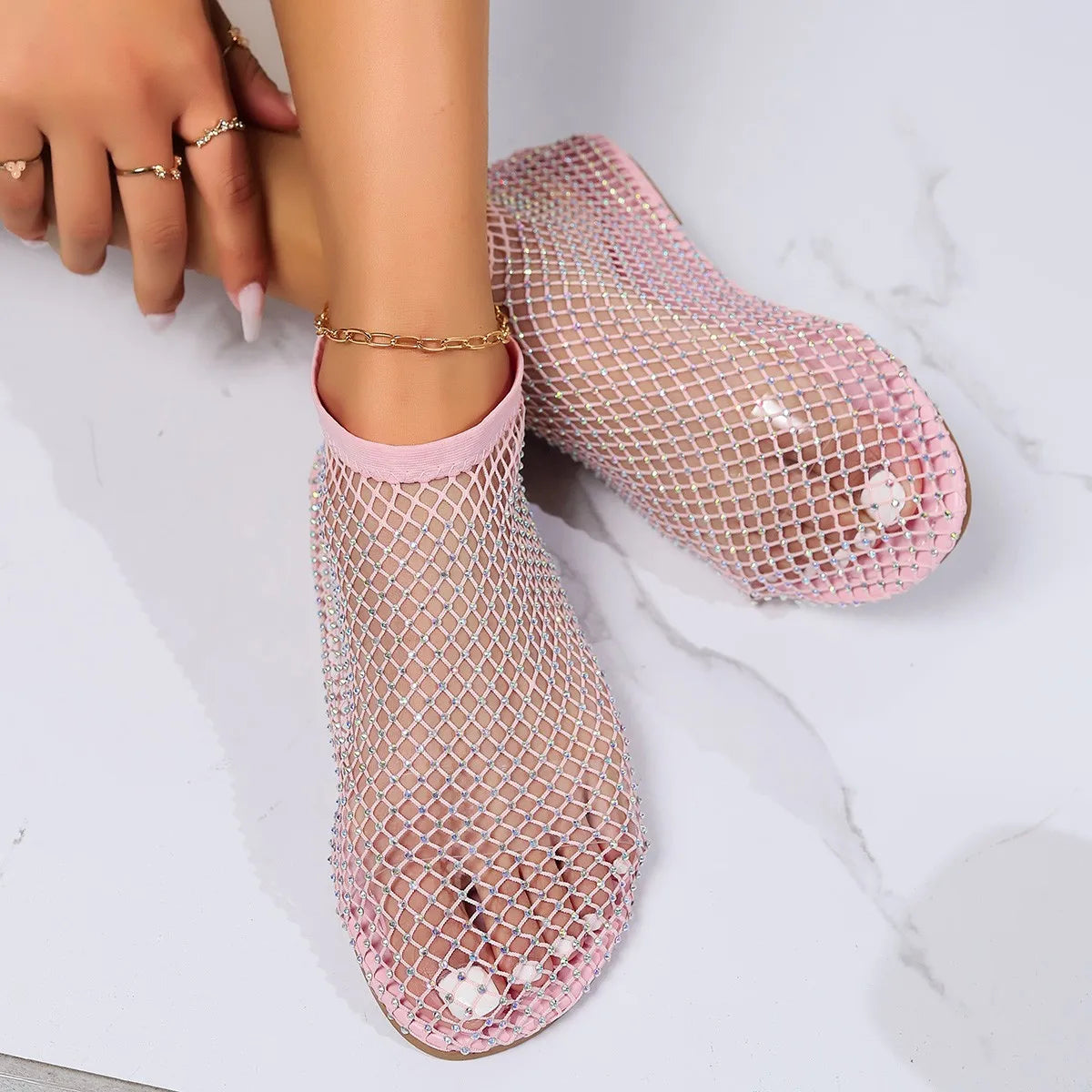 Vallova's RhyShine Mesh Chain Sandals