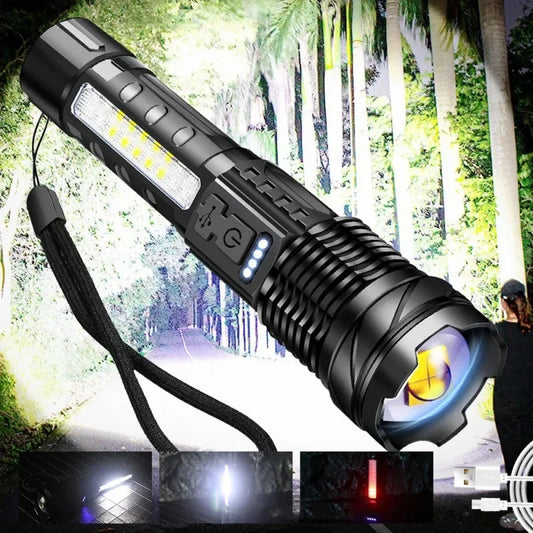 Outdoor Lighting: White Laser Flashlight with COB Side Warning Light