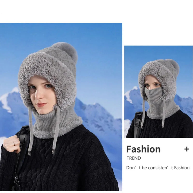 Warm knitted windbreaker hood
