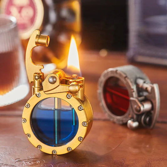 Vintage Trench Lighter Transparent Kerosene Lighter Antique Steampunk Lighter Cool Unique Lighter for Men