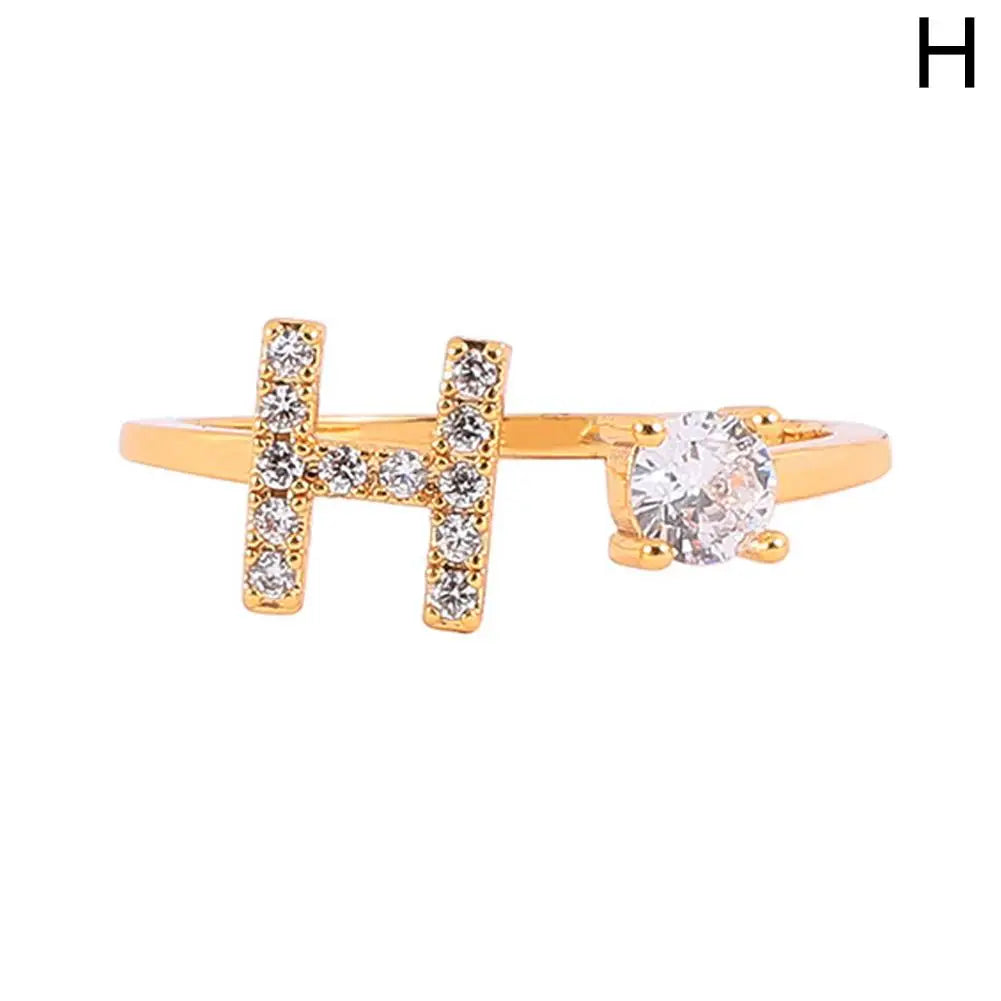 GOLD  - ADJUSTABLE RING "Initial Touch" + ROSE CASE