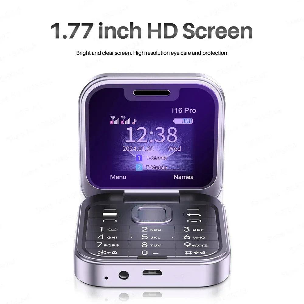 Mini Flip Mobile Phone 2 SIM Card Small Display Foldable Cell Phone 1