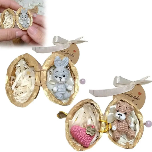 🐰🧸Handmade crochet animal in walnut shell