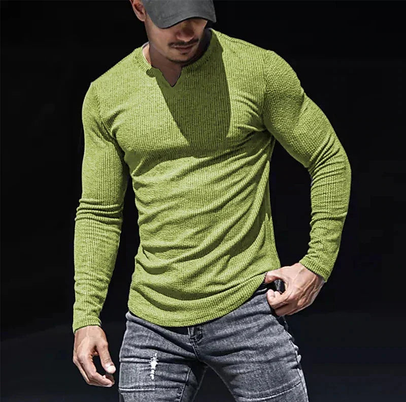 V-NECK LONG-SLEEVED SPORTS T-SHIRT