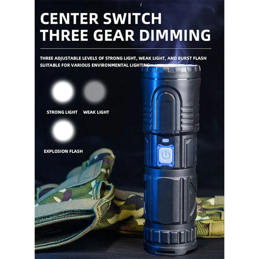 Strong light flashlight ultra -bright outdoor long -range laser multi -function flashlight