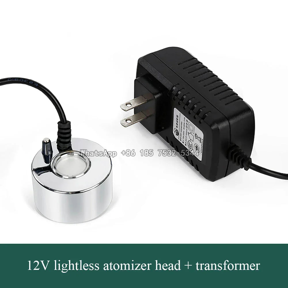 Mist Maker Water Fountain Pond Fogger Air Humidifier Atomizer Mini Fog Machine with 12 Color Changing LED Lights
