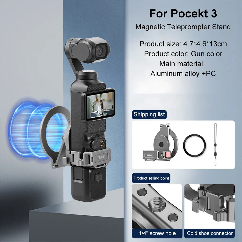 DJI OSMO POCKET 3 Teleprompter Magnetic Bracket Osmo Camera Metal Expansion Handheld Shooting Fixed Bracket