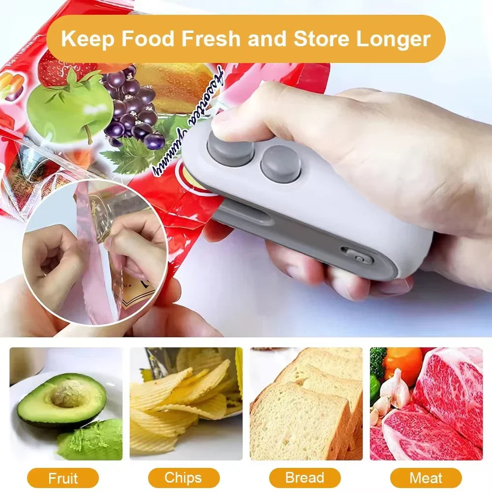 Small 2-in-1 Rechargeable Magnetic Snack Sealer Household Mini Sealing Machine