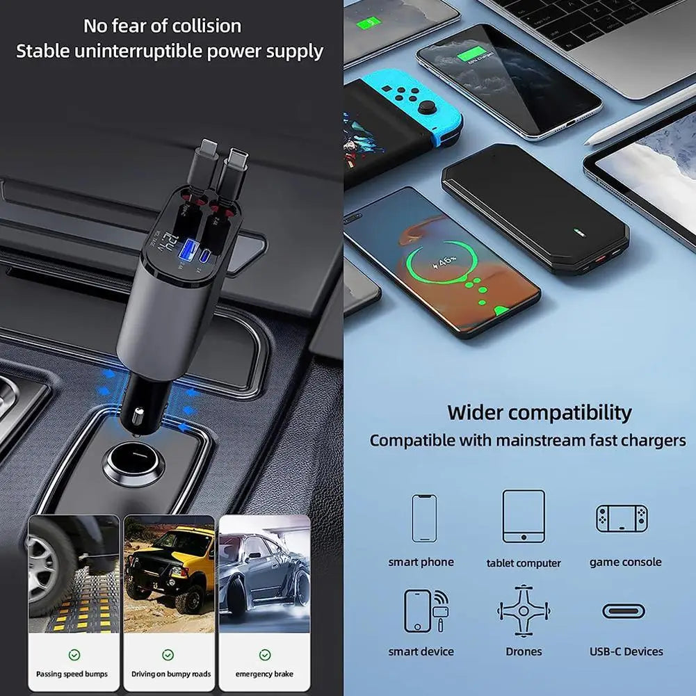 Fast Charge Retractable Car Charger