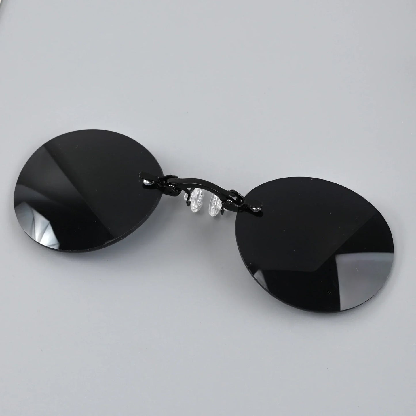 Ultralight Rimless Retro Round Clip On Nose Sunglasses