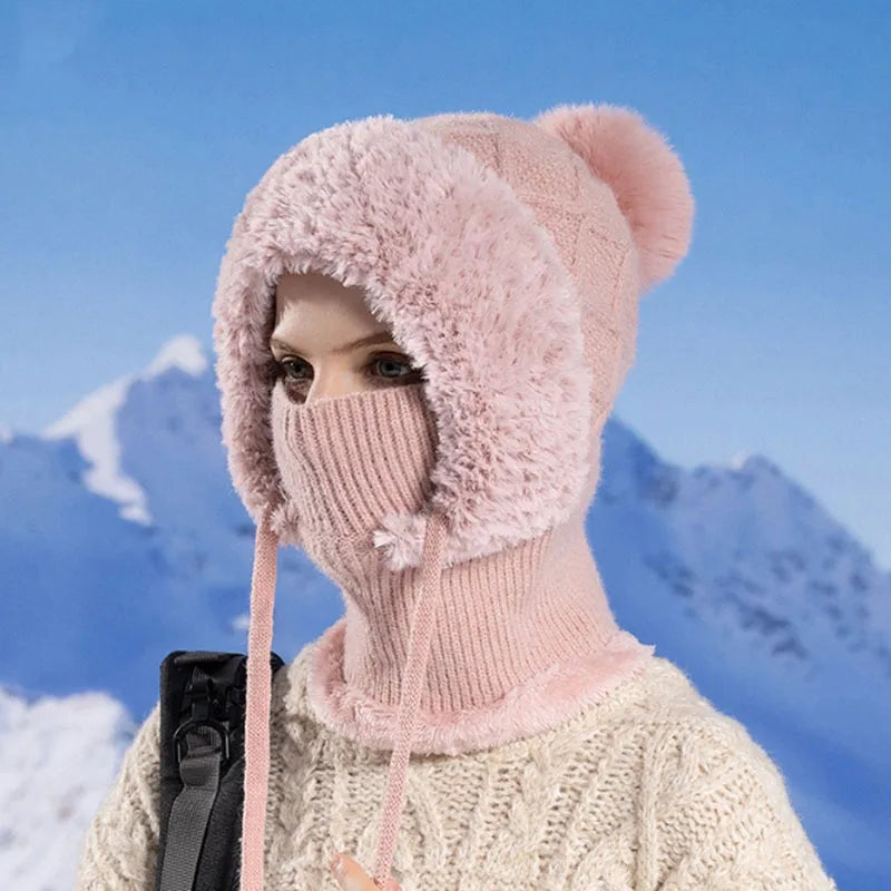 Warm knitted windbreaker hood
