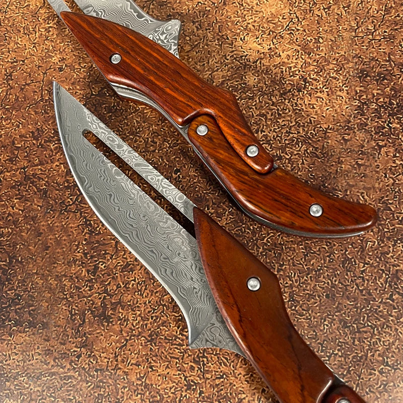 Damascus Outdoor Mechanical Folding Knife