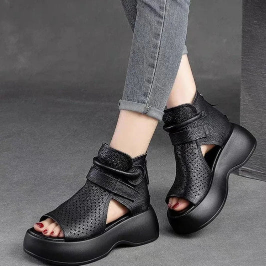 Women's Retro Soft PU Leather Sandalias