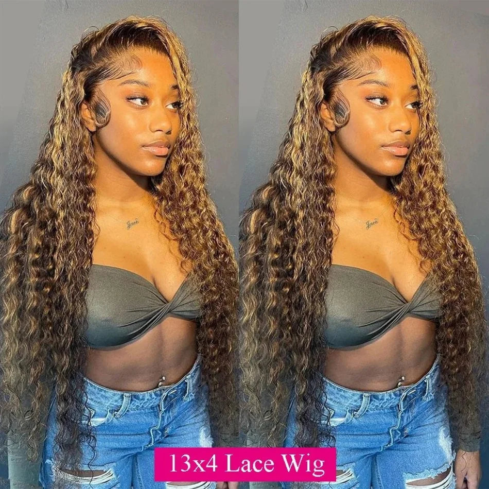 Water Wave Highlight Ombre Color Invisi Strap Snug Fit 360 Skin Lace Frontal Wig Glueless Human Hair