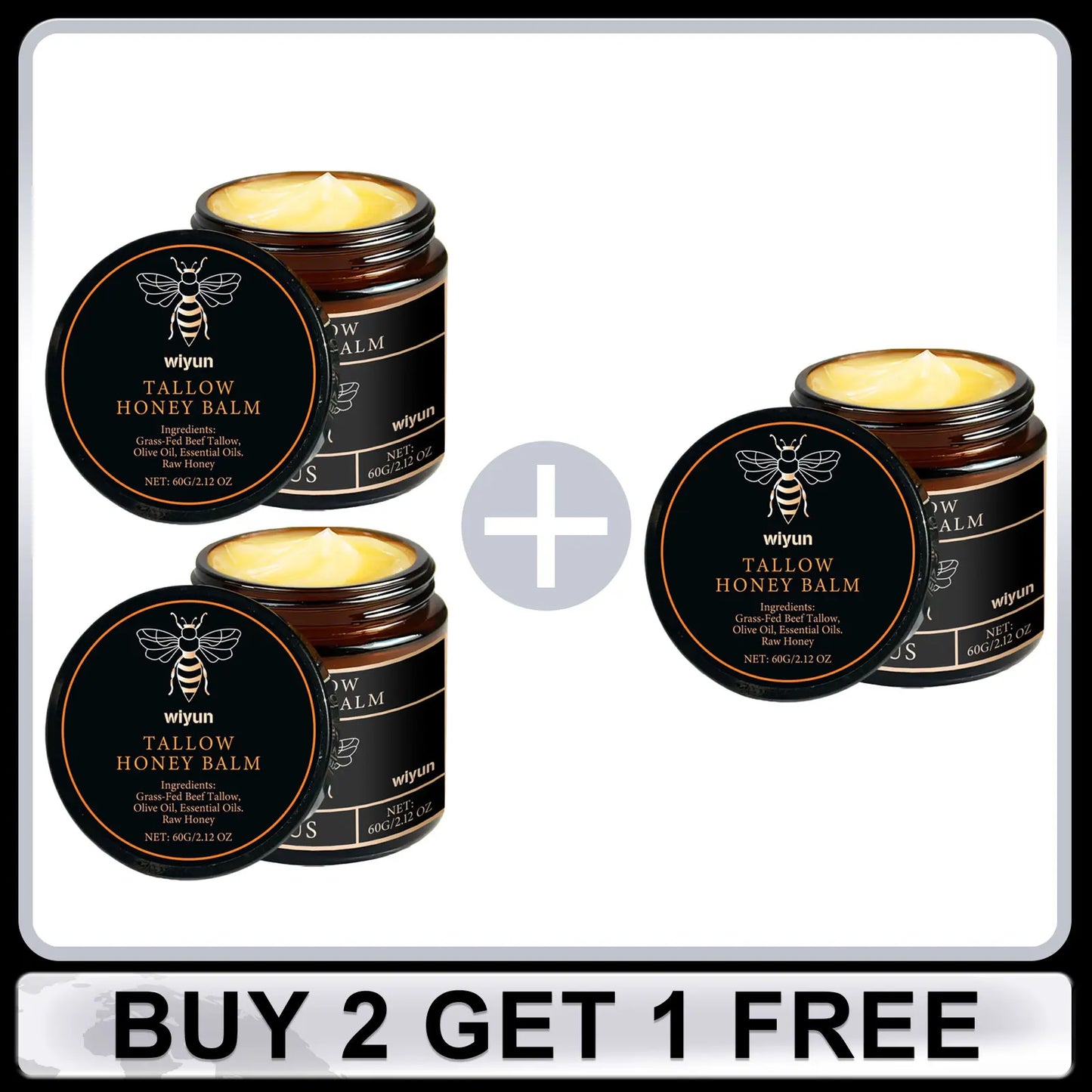 TERRA LOTUS Handmade Organic Grass-Fed Beef Tallow Balm with Raw Honey