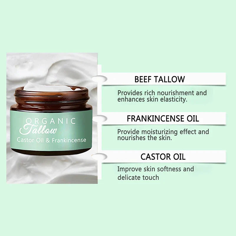 Whipped Tallow Balm with Castor Oil & Frankincense for Natural Skincare & Moisturizing
