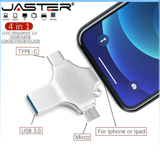 USB Flash Drive, 4-in-1 OTG Memory Stick