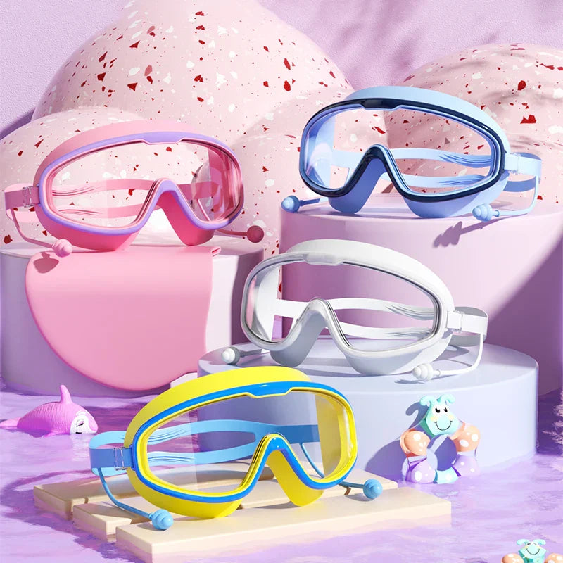 HD children's large frame waterproof and anti-fog swimming goggles