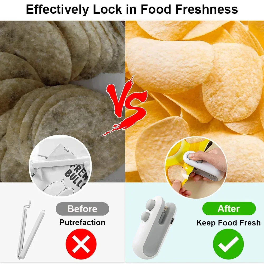Small 2-in-1 Rechargeable Magnetic Snack Sealer Household Mini Sealing Machine
