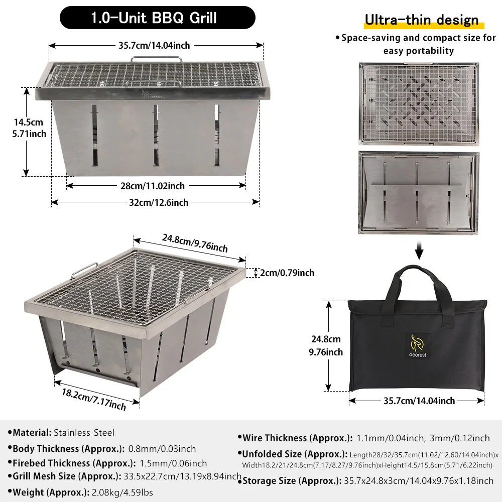 Pocket Stove Outdoor Portable Foldable Storage Indoor And Outdoor Stainless Steel Barbecue Grill