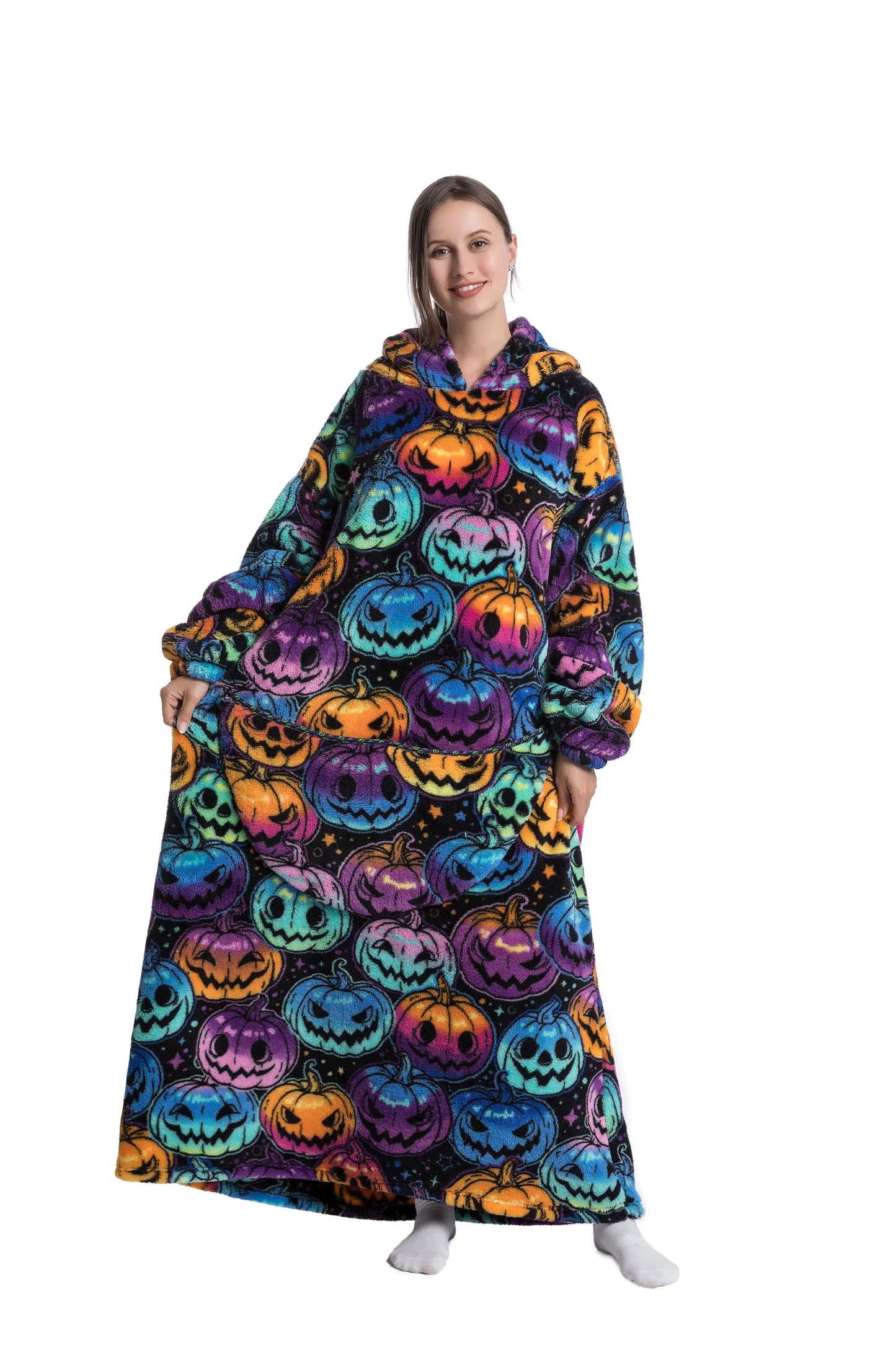 Cute Cartoon Print Hoodie Blanket