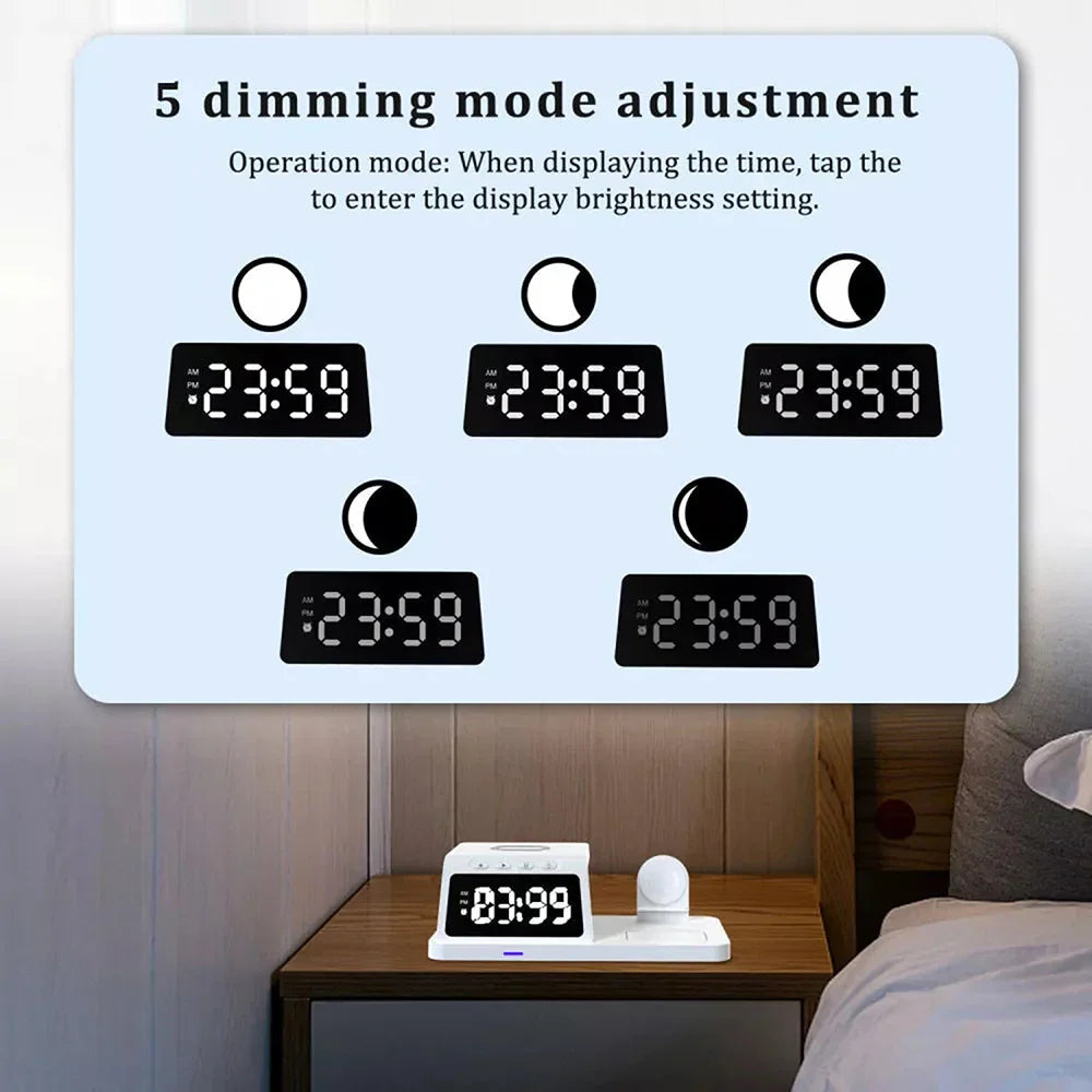 Charging Station with Clock, Wireless Charger（Fast Charging)⚡