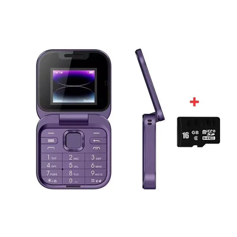 Mini Flip Mobile Phone 2 SIM Card Small Display Foldable Cell Phone 1