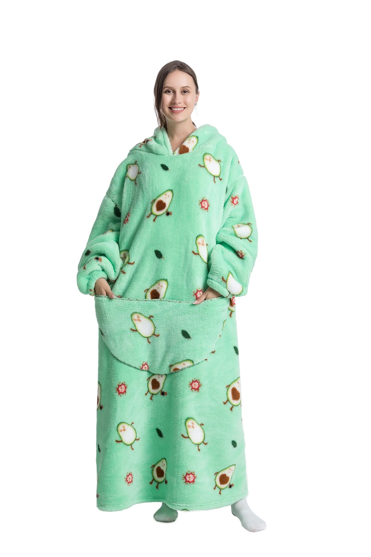 Cute Cartoon Print Hoodie Blanket