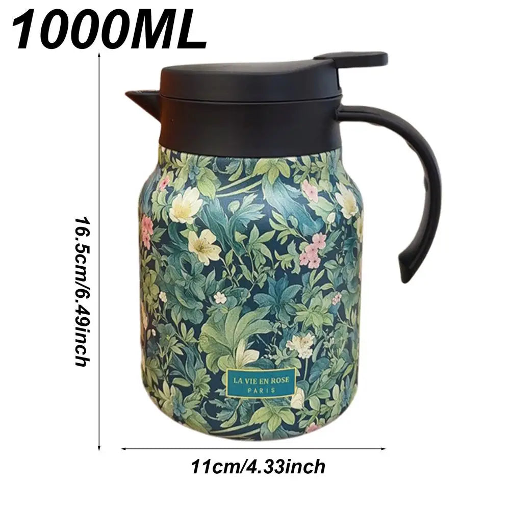 Vintage Floral Pattern Tea Thermos – Built-In Infuser