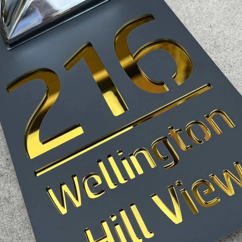 PERSONALIZED SOLAR MODERN DOOR PLAQUE