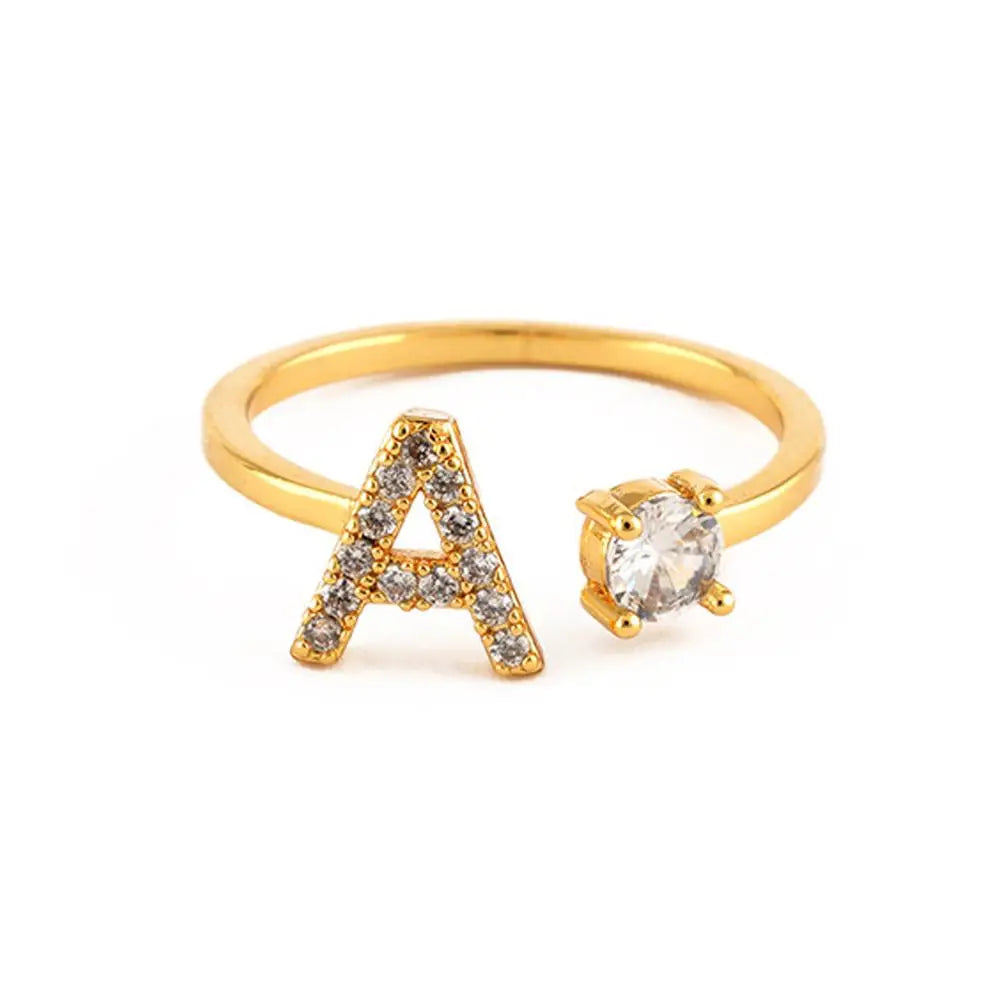 GOLD  - ADJUSTABLE RING "Initial Touch" + ROSE CASE